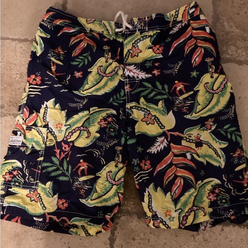 Vtg Polo Ralph Lauren Board Shorts Swim Trunks Hula Girls Surfers Hawaii Aloha
